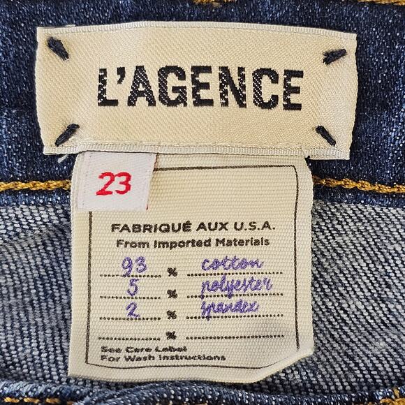 L'AGENCE Highline Distressed Skinny Jeans Size 23 High Rise Stretch Raw Hem Boho - Picture 6 of 11